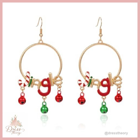 Festive Hoop Earrings with Jingle Bells and Light Bulb Charms - Picture 2 of 6